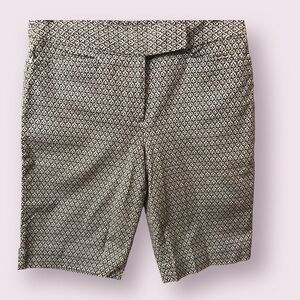 Talbots Womens Cotton Mid Rise Wide Leg All Over Print Bermuda Shorts Size 10